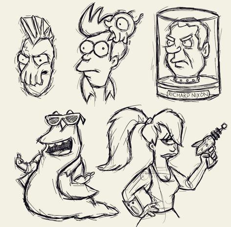 Futurama Sketch Art, Futurama Character Drawings, Futurama Tattoo Ideas, Futurama Drawing, Futurama Tattoo, Projector Art, Cartoon Legs, Futurama Characters, Mini Doodles