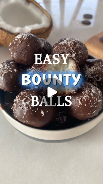 Katja & Youssef 🇩🇪🇲🇦 on Instagram: "3-INGREDIENT BOUNTY BALLS 🤤🥥🍫 recipe in the link in our bio 👀  Ok, these BOUNTY balls are DELICIOUS! If you belong to the bounty lovers category, you’ll LOVE making these! They’re so easy to make, and the coconut-chocolate combo will definitely satisfy your sweet tooth 😋  Enjoy and tag us @kayoukitchen, seeing your creations makes us the happiest 🥰  #bounty #chocolate #dessert #sweettooth #easyrecipes #bountyballs #homemade #foodie #snack #candy" Bounty Balls Recipe, Bounty Balls, Home Made Bounty Bars, Bounty Chocolate Bars, Coconut Bon Bons Recipe, Bug Bounty, Roald Dahl Activities, Bounty Chocolate, Coconut Chocolate