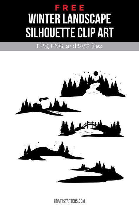 Landscape Silhouette, Fairy Jars, Silhouette Clip Art, Silhouette Stencil, Felt Pattern, Silhouette Art, Winter Landscape, Visual Communication, Png Transparent