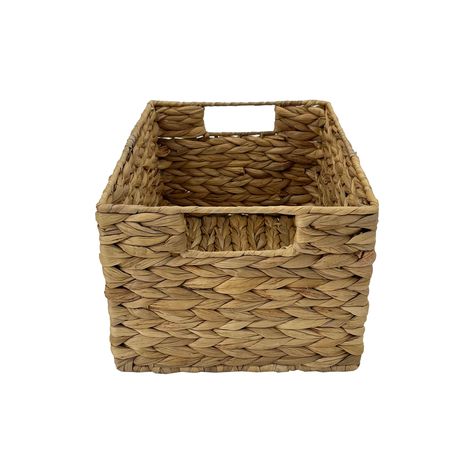 "Find the Medium Natural Rectangle Basket by Ashland® at Michaels. Fill this basket with beautiful spring flowers, faux fruit, or small towels. Fill this basket with beautiful spring flowers, faux fruit, or small towels. Place it on your coffee table for a decorative touch or use it as a storage basket and keep it neatly tucked away in your bathroom or linen closet. Details: Natural 14\" x 10.25\" x 7.5\" (35.56cm x 26.03cm x 19.05cm) Water hyacinth and iron For indoor use | Medium Natural Recta Spring Baskets, Water Hyacinth Basket, Rectangle Basket, Hyacinth Basket, Beautiful Spring Flowers, Small Towel, Woven Baskets, Water Hyacinth, Linen Closet