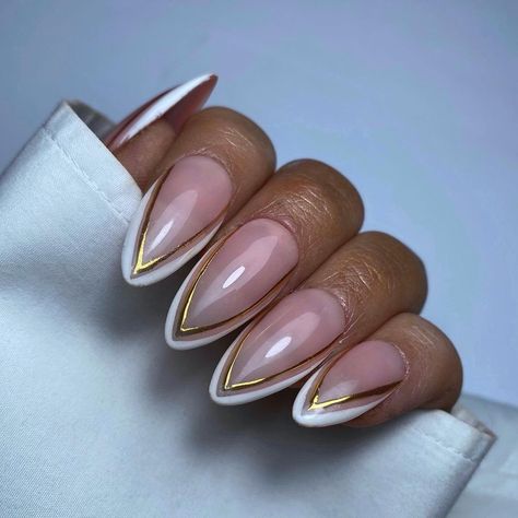 Gold And Black French Tip Nails, White Gold Nails, Nails Pictures, Classy Baddie Nails, Classy Baddie, Trendy Products, Art 2024, Nails Salon, Classy Acrylic Nails