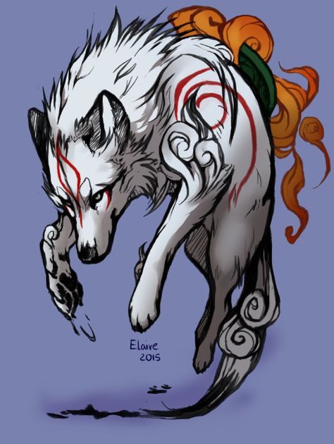 Okami Amaterasu, The Rise Of Skywalker, Rise Of Skywalker, Wolf Drawing, Creature Drawings, Japanese Tattoo Art, Anime Wolf, Wow Art, White Wolf