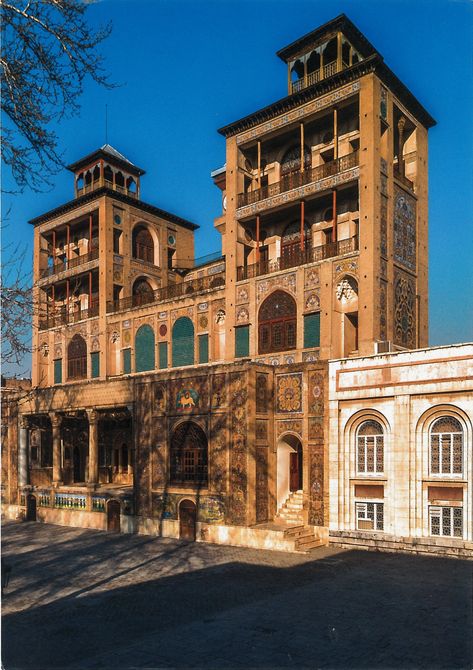 Swap (2018/270) - Arrived: 2018.07.25  --  The Golestan Palace is the former royal Qajar complex in Iran's capital city, Tehran. One of the oldest historic monuments in the city of Tehran. The Golestan Palace belongs to a group of royal buildings that were once enclosed within the mud-thatched walls of Tehran's arg ("citadel"). It consists of gardens, royal buildings, and collections of Iranian crafts and European presents from the 18th and 19th centuries. UNESCO World Heritage Sight since 2013. Golestan Palace Iran, Iran Building, Persian Palace, Golestan Palace, Iranian Architecture, Persian Architecture, Cinderella Disney, Persian Art, Building Exterior