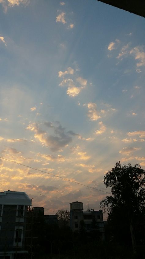 Sunrise.  Samsang galaxy  A9 pro. Pune. India.  31.03.2017 Sunrise Snap, Snap Friends, Morning Sky, Sky Pictures, Pretty Sky, Beautiful Nature Scenes, Sky Aesthetic, Nature Scenes, Pune