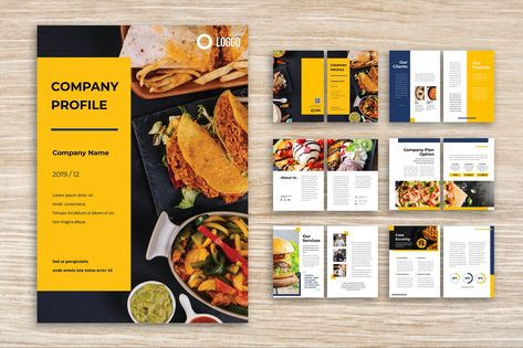 Company Profile Template InDesign INDD. Download Travel Magazine Design, Company Profile Design Templates, Profile Template, Template Brochure, Marketing Brochure, Restaurant Business, Brochure Layout, Indesign Templates, Company Meals