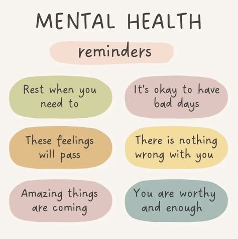 Health Reminders, Mental Health Advocacy, Mental Health Facts, Health Affirmations, Mental Health Counseling, Mental Health Awareness Month, Self Care Bullet Journal, Positive Mental Health, Mental Health Day