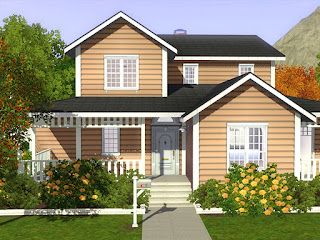 This would look cute in my hood, but I don't have all my EPs installed yet... Sims 3 Houses Plans, Sims3 House, Sims 3 Houses Ideas, Sims 2 House, Sims 4 House Plans, Sims 4 House Building, Basement Pool, Suburban House, Sims 4 House Design