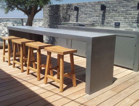 Concrete Outdoor Kitchen, Stone Bbq, Outdoor Bbq Area, Outdoor Barbeque, Outdoor Fireplace Designs, Outdoor Kitchen Bars, Outdoor Patio Bar, Rooftop Terrace Design, Outdoor Bbq Kitchen