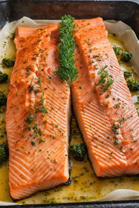 Oven-Baked Salmon Recipe

Ingredients

- 4 salmon fillets
- 2 tablespoons olive oil
- 1 lemon, sliced
- 2 cloves garlic, minced
- Salt and pepper to taste
- Fresh parsley for garnish

Instructions 

- Preheat the oven to 400°F (200°C). 
- Place the salmon fillets on a baking sheet lined with parchment paper. Drizzle with olive oil, and season with garlic, salt, and pepper. Top with lemon slices. 
- Full Recipe on... Baked Salmon Recipes Oven Foil, Baked Salmon Filets With Skin, Salmon Fillets In Oven, Oven Baked Salmon With Skin, Baked Salmon Fillets Oven, Cooking Salmon In Oven, Salmon Fillet Recipes Baked, How To Cook Salmon In The Oven, Baked Salmon Recipes Oven