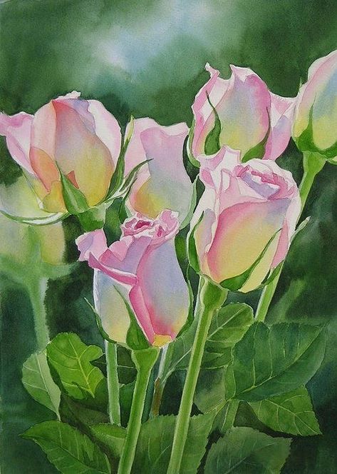 Tulip Painting, Abstract Floral Paintings, Watercolor Painting Techniques, Landscape Artwork, Rose Art, Rose Painting, Watercolor Rose, Abstract Watercolor, Abstract Floral