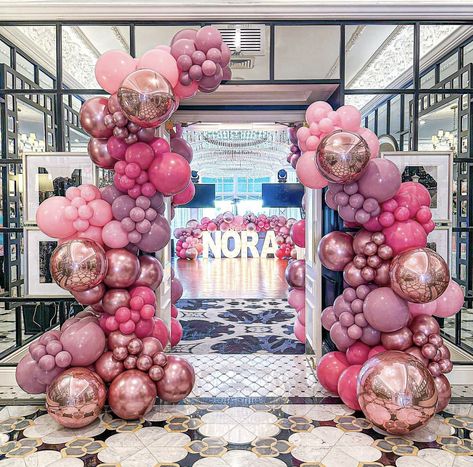 Birthday Entrance Decor, Balloons Galore, Bridal Shower Balloons, Creative Party Ideas, Rose Gold Balloons, Birthday Party Theme Decorations, Birthday Balloon Decorations, Balloon Backdrop, Pink Balloons