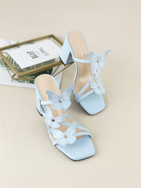 Baby Blue Shoes, Blue Shoes Heels, Butterfly Heels, Sole Sisters, Butterfly Shoes, Fancy Heels, Fairy Shoes, Blue High Heels, Blue Wedding Shoes