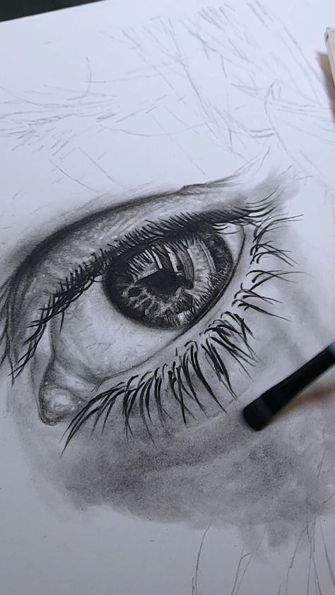 Detailed Eye Drawing | Charcoal | One of the hardest parts.. we soldier on.. trusting the process #arttips #paintingvideo #arttutorial #creativeprocessrevealed #drawingprocess... | By Feli the Artist | Facebook Detailed Eye Drawing, Hardest Drawing, Trusting The Process, Hard Drawings, Drawing Charcoal, Drawing Process, Us Soldiers, Hard Part, Trust The Process