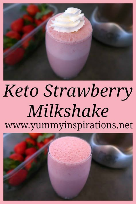 Strawberry Milkshake Recipe Easy, Strawberry Milkshake Recipe, Milkshake Recipe Strawberry, Keto Milkshake, Milkshake Recipe Easy, Best Diet Drinks, Sugar Free Drinks, Keto Shakes, Keto Smoothie Recipes