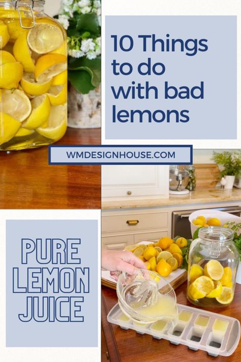 How to Re-purpose Bad Lemons  Into Something Useful What To Do With Lemons, Bowl Of Lemons, Juice Ice Cubes, Lemon Sugar Scrub, Gallon Glass Jars, Frozen Juice, Lemon Sponge, Liquid Castile Soap, Kitchen Tricks