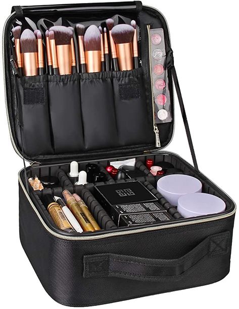 Makeup Vanity Bag Ideas, Makeup Bag With Compartments, Best Makeup Bag Organizer, Vanity Bags For Women, Beg Makeup, Makeup Box Design, Makeup Box Organizer, Makeup Suitcase, Makeup Boxes