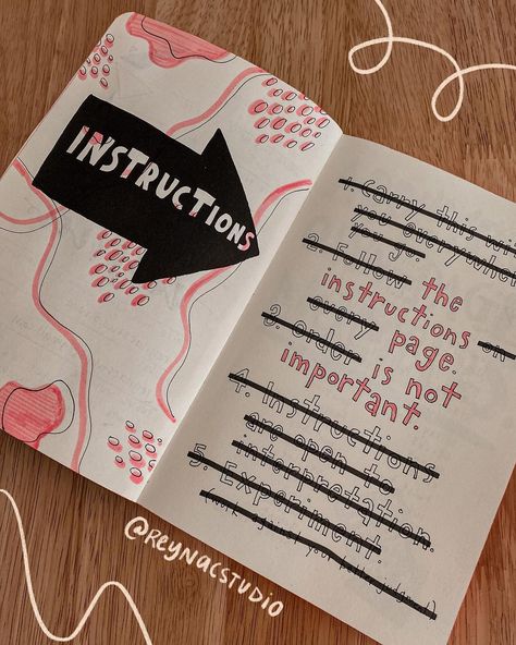 Wreck This Journal Instruction Page, Wreak This Journal Pages Inspiration, Create This Book Ideas, Wreck It Journal Ideas, Wreck This Journal Pages, Wreck This Journal Ideas Pages, Wreck This Journal Ideas, Wreck It Journal, Destroy This Book