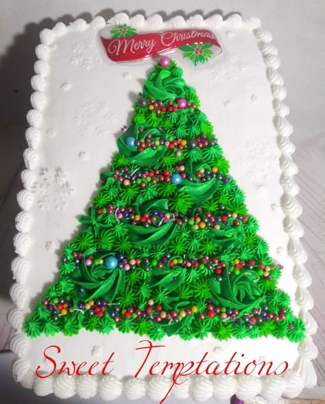 Christmas Tree Sheet Cake, Christmas Sheet Cake Designs, Christmas Sheet Cakes Decorated, Christmas Sheet Cake, Sheet Cakes Decorated, Dairy Queen Cake, Cake Decorating Flowers, Christmas Themed Cake, Sheet Cake Designs