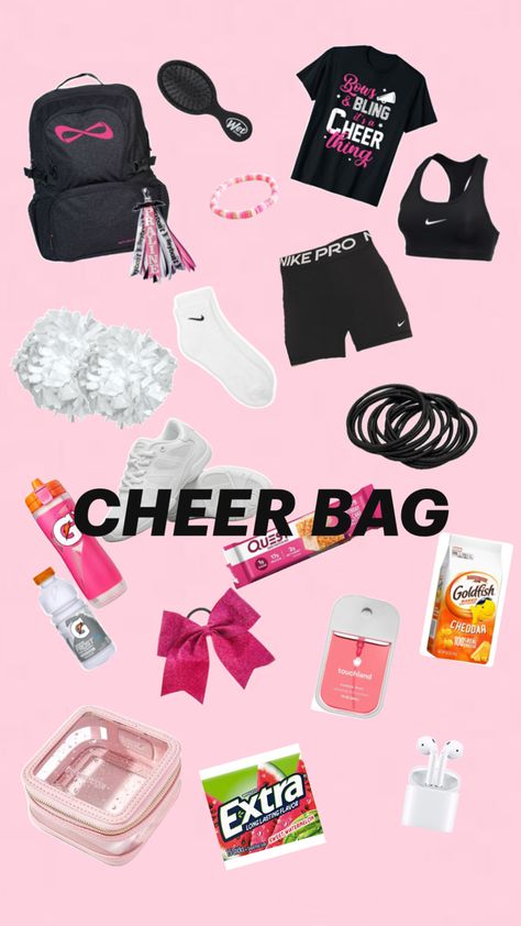 Cheer Cheer Binder Cover Ideas, What To Put In Your Cheer Bag, Cheer Must Haves, Cheer Wishlist, Cheer Bag Essentials, Cheer Essentials, Cheer Fits, Cheer Base, Cheer Accessories