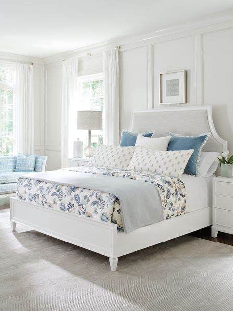 Inverness Upholstered Bed | Lexington Home Brands Approachable Aesthetic, Bold Fabric, Winter Wheat, Lexington Home, White Alabaster, Upholstered Panel Bed, Bedroom Panel, Upholstered Panels, Upholstered Bed