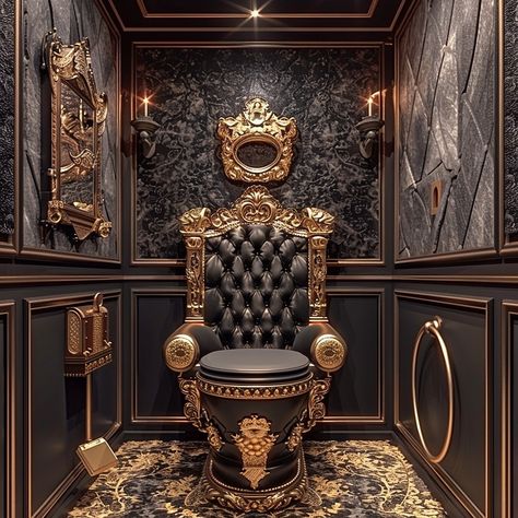 Experience royal comfort with our Throne-Inspired Toilet, a luxurious and elegant addition to your bathroom. Designed to evoke the grandeur of a majestic throne, this toilet features intricate detailing and high-quality materials that exude sophistication. The ergonomic seat ensures optimal comfort, while modern flushing technology guarantees efficiency and water conservation. Perfect for those who seek a blend of opulence and practicality, this throne-inspired toilet transforms an everyday n... Gold Toilet Seat, Multiverse Images, Fancy Toilets, Toilets Modern, Throne Toilet, Toilet Seat Design, Luxurious Toilet, Royal Bathroom, Luxury Bathroom Interior