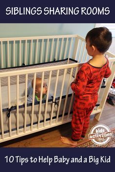 Room sharing tips for a big kid and a baby to help make the transition easier on everyone. Family and parenting tips for siblings sharing a room. Room Sharing, Sibling Room, Shared Kids Room, Shared Room, Shared Rooms, Everything Baby, Baby Hacks, Raising Kids, Big Kid