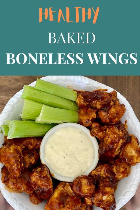 Easy Boneless Chicken Wings, Baked Boneless Wings, Baked Boneless Wings Recipe, Boneless Wings Recipe Baked, Baked Boneless Chicken Wings, Healthy Boneless Wings, Homemade Boneless Chicken Wings, Boneless Chicken Wings In The Oven, Healthy Boneless Chicken Wings