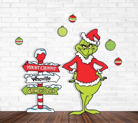 Grinch Props, Grinch Cutouts, Whoville Sign, Signs Room Decor, Grinch Yard Decorations, Grinch Whoville, Grinch Birthday, Grinch Halloween, Grinch Stuff