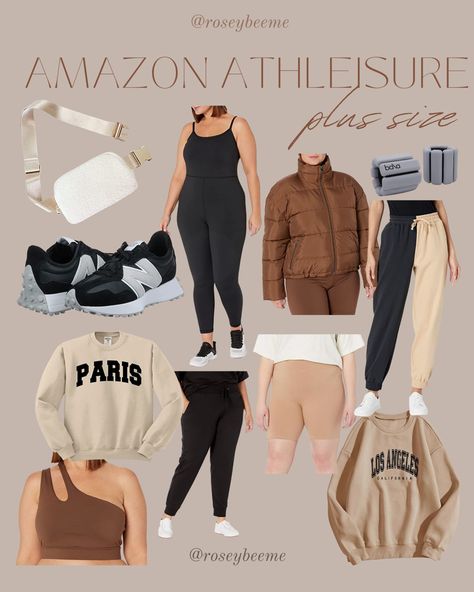 Plus size athleisure style ideas in neutral colors.