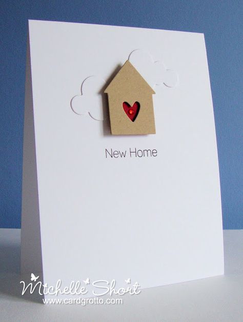 The Card Grotto: New Home.  Love the simplicity of this card with the white on white and small motif. House Cards, Housewarming Card, New Home Card, Home Card, New Home Cards, Card Making Inspiration, White On White, Paper Crafts Cards, Card Making Ideas