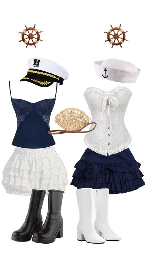 Costume Sailor Outfit For Women, Sailor Halloween Costumes, Halloween Rave Outfits, Halloween Costumes Brunette, Halloween Rave, Sailor Costume, Classy Halloween Costumes, Hallowen Ideas, Hot Halloween Outfits