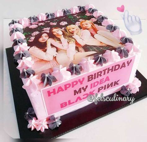 Blackpink Cake Design, Blackpink Cake, 21st Birthday Messages, Blackpink Birthday, Mermaid Birthday Party Food, Happy Birthday Funny Humorous, Bts Cake, Birthday Theme Decoration, Flat Cakes