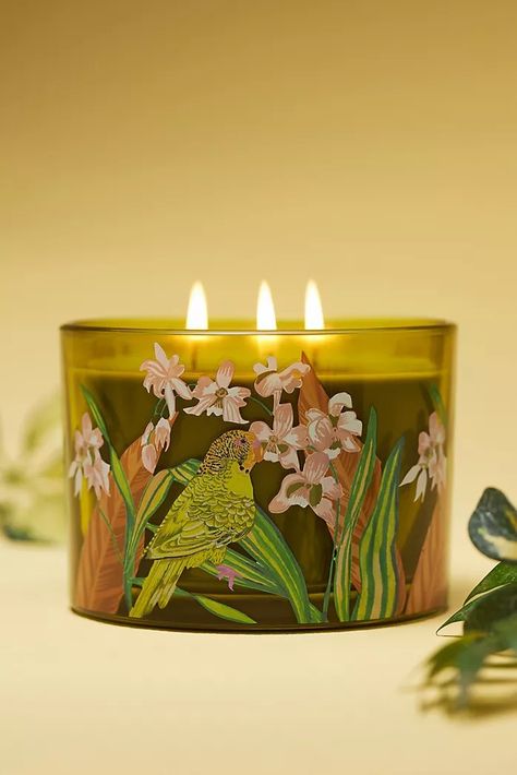 Home Fragrance: Candles, Diffusers, & More | AnthroLiving Blue Pillar Candles, Candle Scents Recipes, Anthropologie Candle, Pink Guava, Good Burns, Glass Candle Holder, Large Candles, Unique Candles, Pillar Candle Holders