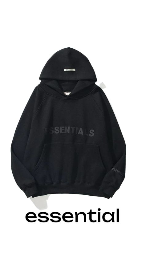 Essentials Hoodie, Hoodie Aesthetic, Hoodie For Men, Hoodie Outfit, Cotton Pullover, Dream Clothes, Graphic Hoodie, Graphic Hoodies, Black Hoodie