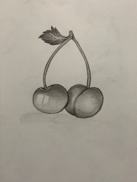 Cherry Sketch Pencil, Cherries Sketch, Fruit Sketch Pencil, Sketch Pencil Easy, Fruit Sketch, Doodles Drawings, Sketch Pencil, Cute Doodles Drawings, Doodle Drawings