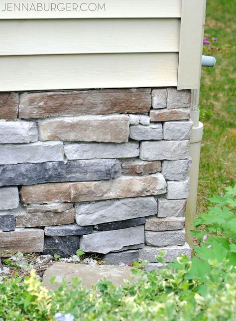 adding stone veneer to a concrete foundation wall, concrete masonry, outdoor living, porches Faux Stone Veneer, Stone Veneer Wall, Diy Home Upgrades, Concrete Foundation, Porch Paint, Christmas House Lights, Funky Junk Interiors, Autumn Inspired, Fall Front