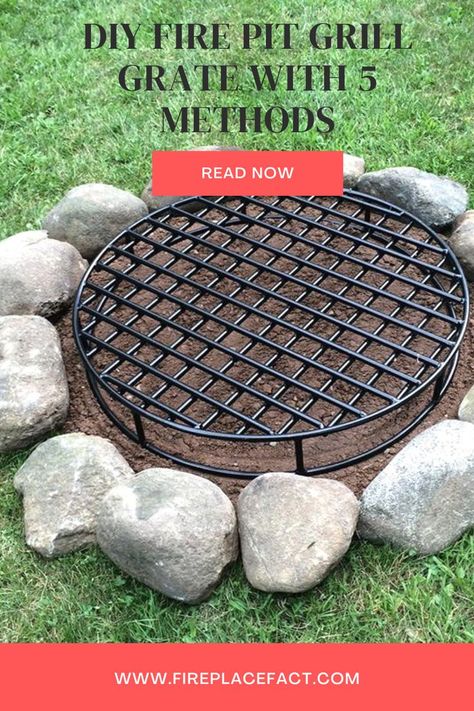 DIY Fire Pit Grill Grate Fire Pit Grate Diy, Diy Fire Pit Grill, Fire Pit Screen, Fire Pit Grill Grate, Fire Pit Grate, Outdoor Brunch, Fire Pit Art, Diy Grill, Fire Pit Landscaping