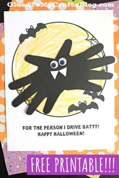 Handprint "Batty" Keepsake Craft Idea For Halloween - Glued To My Crafts Bat Crafts For Toddlers, Bats Preschool, Bat Craft, Idea For Halloween, Halloween Crafts Preschool, Paper Bag Crafts, Keepsake Crafts, Name Crafts, Fun Halloween Crafts