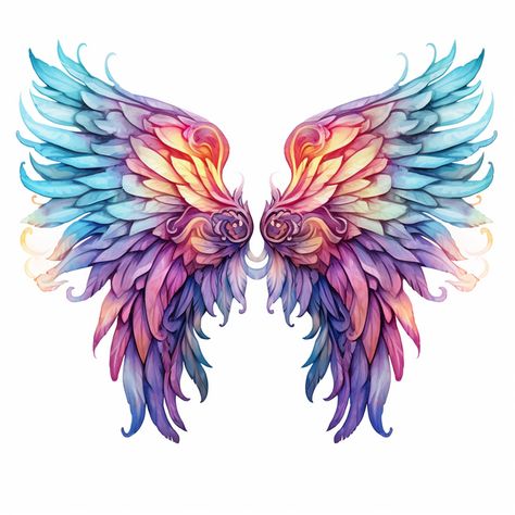 Watercolor Angel Wings, Colorful Angel Wings, Wings Watercolor, Angel Wings Background, Flower Wings, Magic Watercolor, Angel Wings Png, Art Ethereal, Art Ukraine