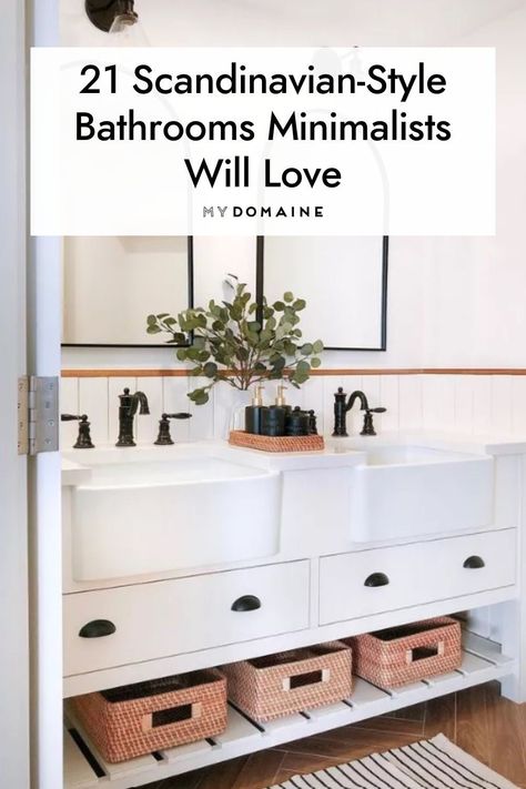 Bathroom Inspiration Scandinavian, Bathroom Scandinavian Style, Scandinavian Bathroom Design Ideas, Modern Bathroom Trends, Scandi Bathroom, Scandinavian Bathroom Design, Minimalist Small Bathrooms, Master Remodel, Small White Bathrooms