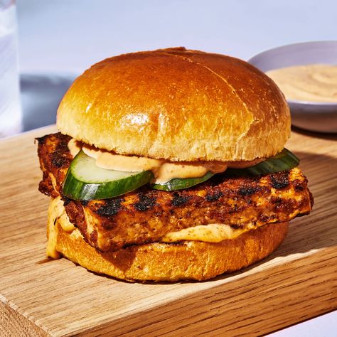 Bulgogi Tofu Burgers Recipe | Bon Appétit Best Tofu Recipes, Tofu Burger, Tofu Marinade, Plant Based Dinner, Vegetarian Burger, Best Vegetarian Recipes, Burger Sauce, Extra Firm Tofu, Bulgogi