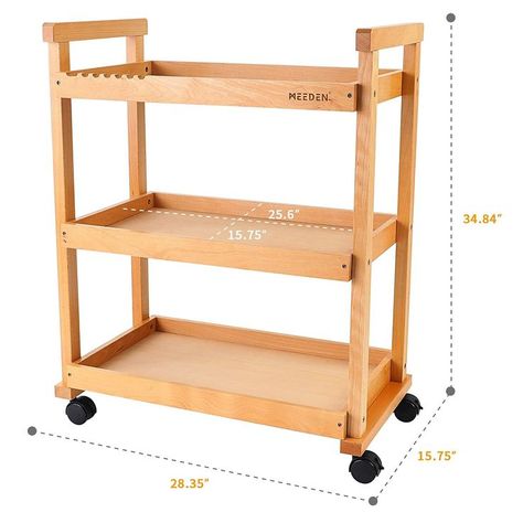 MEEDEN Art Cart Storage Organizer, 3-Tier Rolling Utility Studio Taboret with Caster Wheels, Multifunctional Storage Trolley Shelving Unit on Wheels, Solid Beechwood Art Supplies Studio Cart Classroom Classe D'art, Cart Storage, Folding Cart, Craft Cart, Organization Cart, Art Supplies Storage, Rolling Storage Cart, Storage Trolley, Home Coffee Bar