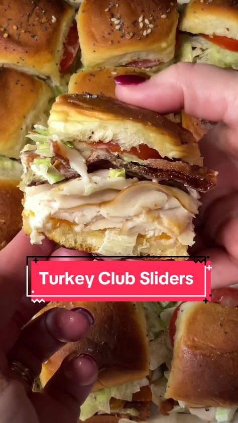 Carman Wilken on TikTok Turkey Club Sliders, Club Sliders, Carman Wilken, Turkey Sliders, Turkey Club, Slider Recipes, Delicious Sandwiches, Salad Sandwich, Sliders