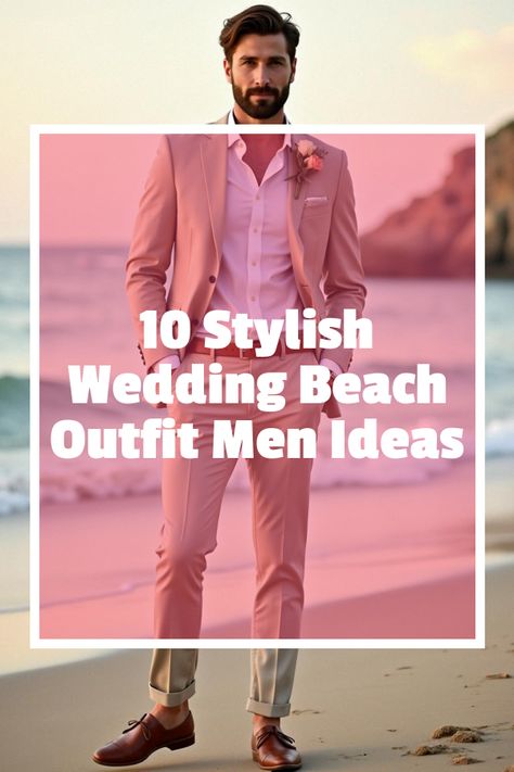 Did you know that choosing the perfect wedding beach outfit for men can turn heads and make a lasting impression? Discover the latest trends in beach wedding attire for grooms and guests, featuring chic linen suits, stylish sandals, and breezy shirts. From vibrant colors to classic neutrals, find the ideal ensemble that blends comfort with elegance. Dive into our collection and make your beach wedding unforgettable! Beach Wedding Male Outfit, Beach Wedding For Groom, Boat Wedding Groom Attire, Mexico Wedding Groomsmen, Cancun Wedding Outfit Guest Men, Beach Wedding Ideas For Men, Mens Beach Wedding Attire Guest Outfits For Men, Mexico Wedding Groom Attire, Mens Linen Pants Outfit Beach Weddings