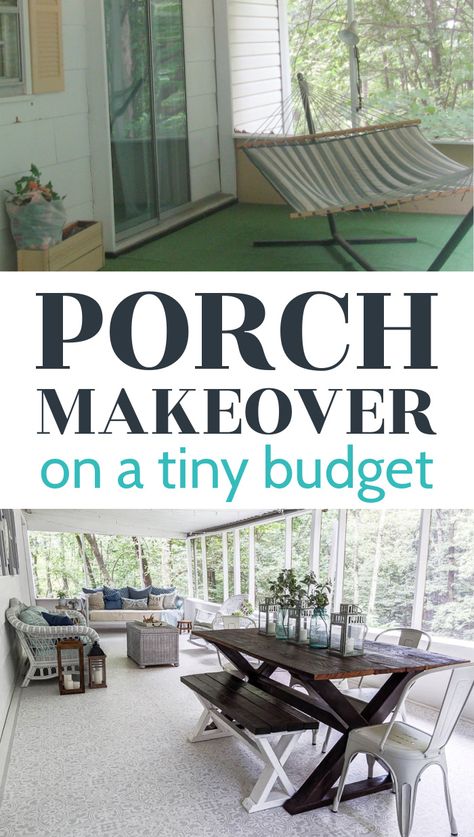 Patio Porch Ideas, Porch Makeover On A Budget, Small Screened Porch, Back Porch Makeover, Grass Pavers, Screened Porch Decorating, Screened Porch Designs, Porch Paint, Sunroom Decorating