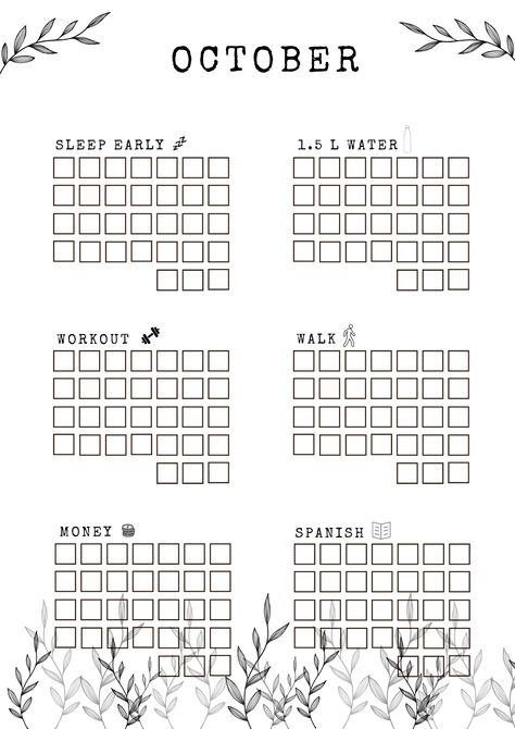 october 2023 habit tracker 2023 Habit Tracker, Sleep Early, Water Exercises, Habit Tracker, Brushing Teeth, Quick Saves