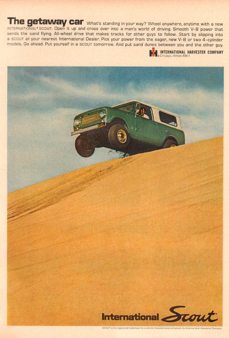 https://flic.kr/p/KBpchB | 1968 International Scout Advertisement Sports Afield July 1968 | 1968 International Scout Advertisement Sports Afield July 1968 Scout Truck, Scout 800, International Scout Ii, Car Advertising Design, International Harvester Scout, International Harvester Truck, 70s Cars, Automobile Advertising, International Scout