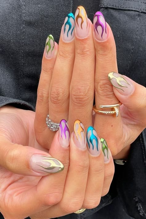 Chrome Nail Design, Nails Festival, Dragon Nails, Airbrush Nails, Chrome Nail, Easy Nails, Summery Nails, Nail Envy, Nails Simple