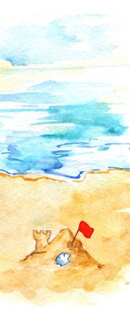 Beach Watercolor, Sea Shore, Travel Beach, Sand Castle, Photo Images, Diy Art Painting, Surface Textures, Summer Travel, Premium Photo