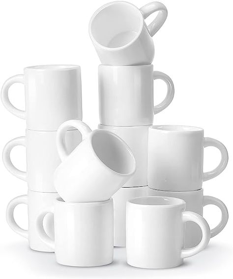 The possibilities are endless with these cute mini expresso mugs, for ornament crafting or tiered trays! Nature Ideas, Espresso Mugs, Small Coffee Cups, Tea Drinks, Porcelain Espresso Cups, White Coffee Cups, Espresso Cups Set, Hot Chocolate Mug, Bar Glassware